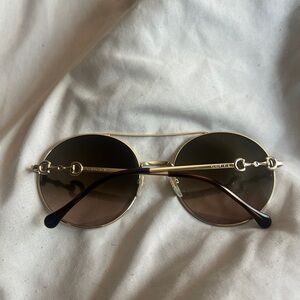 Gucci Gold Tone Frame with Tortoise Accent / Gold Frame Round Sunglasses
